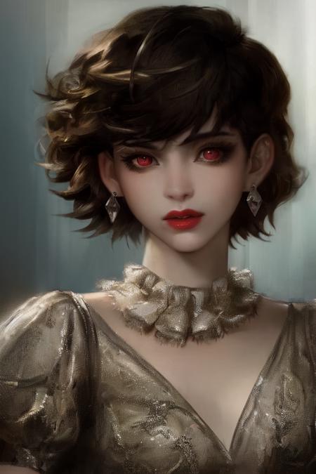 04908-3115516903-pilyeon, 1girl, looking at the viewer, short hair, bangs, red eyes, lips, earrings, eye lashes.png